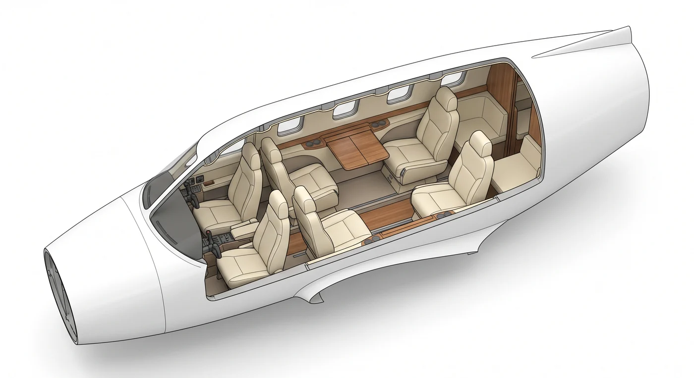 Interior do Beechcraft Baron 58